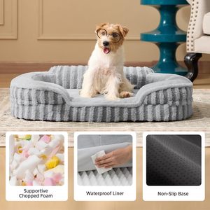 Washable Cat <b>Beds</b> for Indoor Cats, Pet <b>Sofa</b> with Removable Cushion, Rectangle Bolster Kitten <b>Bed</b> with Anti-Slip Bottom - Product Image 5