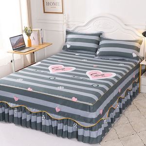 Nova saia de cama antiderrapante peça única capa de cama coreana colchão escovado Aloe Vera algodão colchão protetor. - Product Image 6