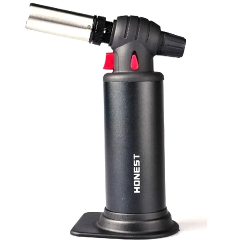 Powerful Single Jet Flame Torch Lighter Refillable Butane Kitchen Lighter With Base