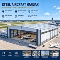 Hangar d'avion préfabriqué en acier, projet clé en main, porte hydraulique, hangar de stockage aéronautique, résistance au vent