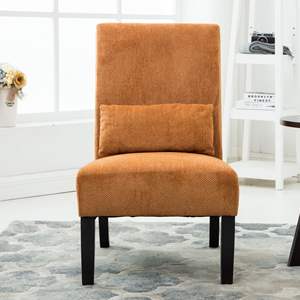 DB Pisano Silla decorativa sin brazos de tela de chenilla naranja contemporánea con almohada para sala de estar - Product Image 2