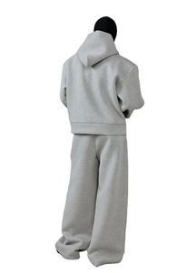 Pantalones acampanados con capucha y algodón 100% al por mayor, chándal personalizado para hombre, color sólido, informal, diseño holgado, forro polar de 220g para invierno - Product Image 2