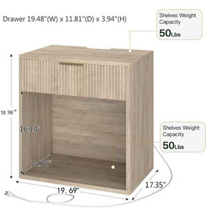 Source Factory Hotel Exclusive Apartment Bedside Cabinet LED Light Wireless Charging 1-Drawer Modern Bedroom Storage Furniture - Product Image 6