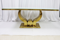 Nouveau modèle rectangulaire blanc verre luxe hôtel événement Banquet meubles en acier inoxydable mariage Banquet Table chaise ensemble