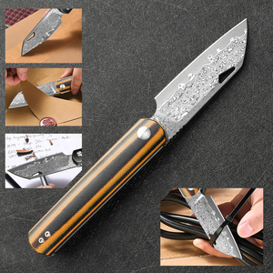 Couteau pliant LONSDOW 67 en acier Damas avec manche en Micarta, OEM ODM DIY, pour <span class=keywords><strong>la</strong></span> chasse, <span class=keywords><strong>le</strong></span> camping en plein air, EDC, couteau de poche - Product Image 4