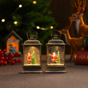 Linterna plana navideña con agua brillante, adorno de escritorio, linterna pequeña, luz nocturna, decoración navideña, regalo de Navidad - Product Image 4