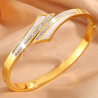 Pulsera de Joyería de Moda para Mujer, Brazalete de Acero Inoxidable con Zirconia, Joyería Fina