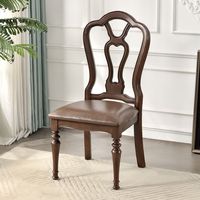 Chaise de salle à manger en bois massif de style américain avec accoudoirs en cuir souple, idéale pour la maison, les restaurants et les salles à manger.