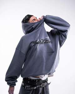 Yingling 680G Máscara Sudadera con capucha Algodón en blanco Satén Sudadera con capucha con bolsillo Peso pesado Personalizado 1000 Gsm Boxy Fit Sudaderas con capucha - Product Image 2