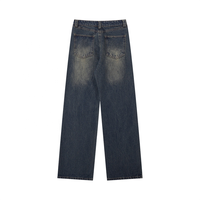 Jeans pour hommes style streetwear à imprimé toile d'araignée, coupe ample, jambe large, en denim délavé, pour usage quotidien Y2K, vente en gros OEM
