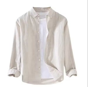 Herren Regular Fit Langarm Baumwollhemd Weiß Business Casual Smart Casual Einfarbig Digital Bedruckt 200g Umweltfreundlich - Product Image 6