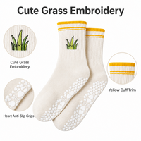 Chaussettes antidérapantes pour Pilates à motif brodé, vente chaude, directement de l'usine
