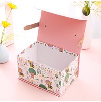 Boîte-cadeau en carton personnalisée en gros, emballage de dessin animé, boîte en papier avec poignées en PU, boîtes-cadeaux pour bébés garçons et filles