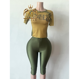 Conjunto de Verano 2025 para Mujer con Top de Malla Estampada y Leggings Cortos de 2 Piezas Estilo Y2K Sexy Atuendos de Verano - Product Image 2