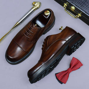 Chaussures Derby carrées de luxe sur mesure pour hommes en cuir véritable respirant, antidérapantes et désodorisantes pour mariages et affaires - Product Image 5