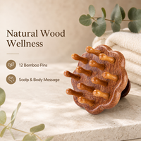 Brosse de massage du cuir chevelu en bois naturel avec du Cumaru, outil de massage manuel pour la tête et le corps, logo personnalisé, marque privée, OEM, vente en gros