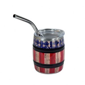 Creative Wood Grain 304 Stainless Steel U-shaped Mini <b>Straw</b> <b>Cup</b> Vacuum Insulation Portable Gift <b>Cup</b> for Weddings Outdoor Use - Product Image 6