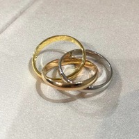 Cincin Kaca Tiga Warna Tiga Cincin Klasik Kajia, Cincin Polos untuk Jari Telunjuk, Gaya Ringan, Anti Luntur, Perhiasan Tangan Wanita yang Indah