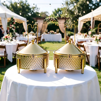 Nouveau design commercial : Plats de service buffet 9L dorés et argentés pour la restauration, chauffe-plats pour mariages et vignobles