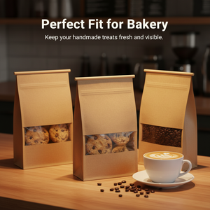 Sealed snack, cereal and nut packaging bags; flat-bottomed kraft paper bags suitable for coffee beans - Product Image 4