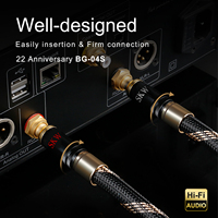 Câble d'interconnexion SKW Audiophiles Lock plaqué or 24 carats 2RCA mâle vers 2RCA mâle ultra-HiFi avec gaine tressée pour lecteur HDTV DVD et ordinateur