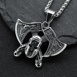 Pendentif Colliers Viking Axe Hache Collier Pour Hommes Norse Chaîne Vintage Amulette Bijoux