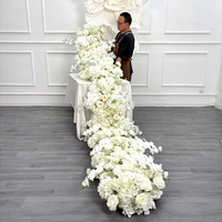 Centre de table artificiel blanc, arrangement de fleurs en soie, décoration de mariage, chemin de table, chemin de fleurs artificielles