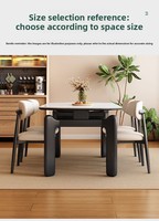 Table à manger extensible carrée avec plateau en ardoise, pieds en bois noir, style moderne et luxueux, pour restaurant