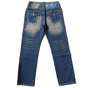 Jeans Authentic <span class=keywords><strong>Faith</strong></span> para Hombre de Verano Estilo Hip Hop Acampanados de Mezclilla Tejida, Corte Recto Holgado y Extra Grande con Gran Buda - Product Image 4