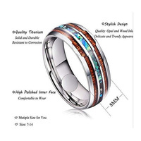 Bague 8mm Hawaiian Koa Wood Abalone Shell Inlay Men Band Usa Vente Chaude Bague En Carbure De Tungstène