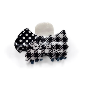 Fermaglio per capelli a forma di artiglio di cucciolo di West Highland White Terrier, 7 cm, a righe bianche e nere, per donne e ragazze - Product Image 1