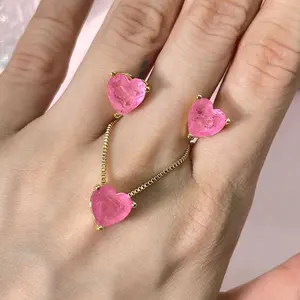 Luxury Semi Joias Tourmaline semijoias brincos Fusion Stone Small Heart Stud Earrings Green Stone Pendant Jewelry Set