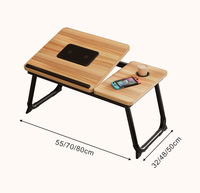 Table de lit portable pliable moderne en métal et bois pour ordinateur portable avec tiroir