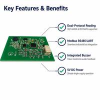 Módulo Lector RFID de 13.56MHz, PCBA Modbus RS485 UART ISO14443A ISO15693, Placa Controladora de Tarjetas Inteligentes sin Contacto