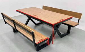Factory direct <b>sales</b> of modern outdoor <b>picnic</b> tables with <b>benches</b>, made of camphor wood, <b>for</b> commercial courtyards and gardens - Product Image 4