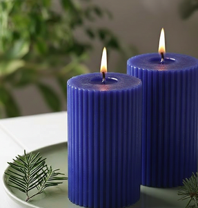 Premium Bulk Order Eco-Friendly Soy Wax Ribbed Pillar <b>Candle</b> Handmade Decorative Green Stylish Touch Living Christmas Birthdays - Product Image 2