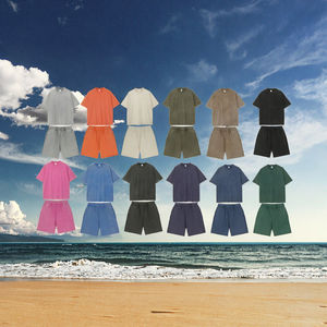 Nouvel ensemble 2 pièces d'été respirant pour homme : T-shirt et short délavé oversize 100 % coton – Vente en gros à bas prix - Product Image 4