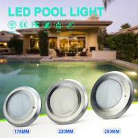 Projecteur LED RGB mural en acier inoxydable 316 de 175 mm, 220 mm, 280 mm, étanche IP68, encastré pour piscine et spa, avec télécommande