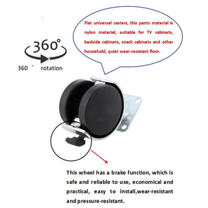 Ruedas Giratorias Planas de 2 Pulgadas con Freno, Ruedas Universales para Muebles, Gabinetes, Escritorios, Mesas de Té, Hospitales, Escuelas, Salas de Estar - Product Image 3