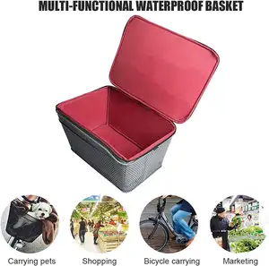 <span class=keywords><strong>Panier</strong></span> de rangement de vélo en fil métallique avec couvercle étanche à la pluie noir - Product Image 6