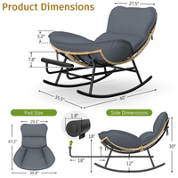 Fauteuil à bascule surdimensionné en rotin PE à prix abordable avec repose-pieds pour jardin, lecture, sieste et détente
