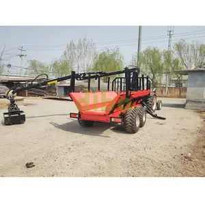 DIBO Timber Crane with 3 Point Hitch Forestry Grab log crane with TG008 GR10 log loader with wagon European Hydraulic Rotator