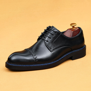 Zapatos de Vestir para Hombre, Zapatos Derby Casuales de Punta Baja, Hechos de Cuero Vacuno Genuino, Calzado Formal Elegante y Cómodo - Product Image 1