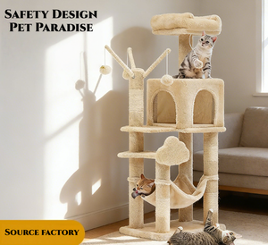 Árbol para Gatos de Aglomerado E1 con Casa para Gatos y Hamaca, Torre para Gatos de Múltiples Niveles con Postes Rascadores de Sisal para Varios Gatos - Product Image 5