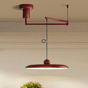 Lampe suspendue à bras mobile en forme de soucoupe à crème française, spectre complet, protection des yeux, design moderne minimaliste, lampe de table de bar et de salle à manger - Product Image 2