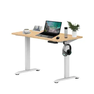 طاولة مكتبية للعمل بالمنزل ذات ارتفاع يمكن ضبطه لرفعها ذات أرجلين طاولة رفع ذات ارتفاع يمكن ضبطه بإطار مكتب