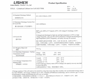 Baterías de Iones de Litio Lishen LR21700SK de Grado A, 5800 mAh, 3C, 21700, para Bancos de Energía, Herramientas, Juguetes y Electrónica de Consumo - Product Image 6