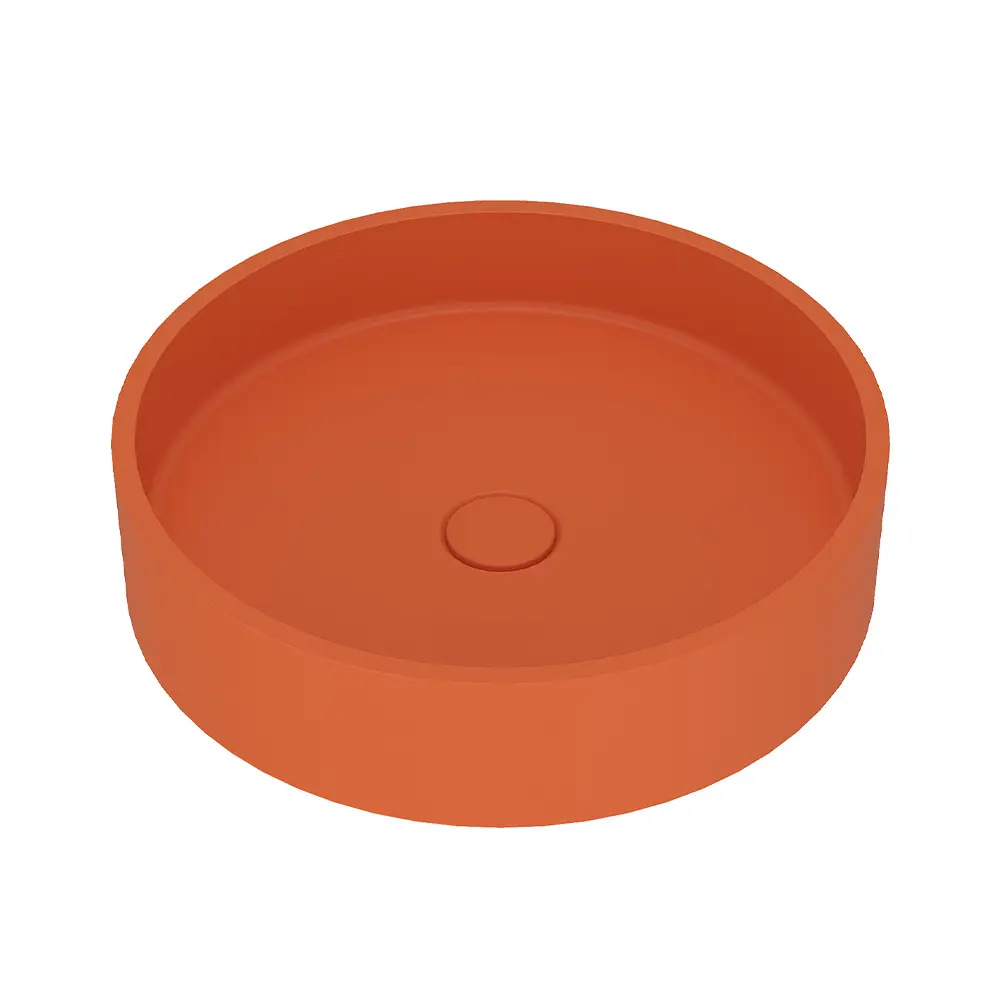Современная раковина для ванной, оранжевая раковина для мытья рук, экологически чистый бетонный стол, раковина для ванной комнаты, круглая бетонная раковина