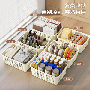 Plastic <b>Storage</b> <b>Basket</b> Rectangle With Handle For Kitchen Household Toy Snack Organizing - Product Image 4