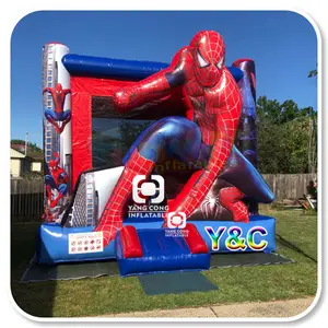 Commerciële Spiderman Springhuis Opblaasbare Bounce Huis Kids Kasteel Glijbaan Uitsmijter Spiderman Opblaasbaar Uitsmijter Kasteel